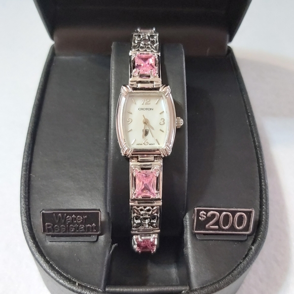 Croton Ladies Watch w/Pink Crystal Stones - Picture 2 of 12